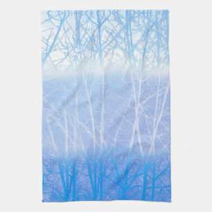 Frosty MIsty Trees Baby Blue Kitchen Towel