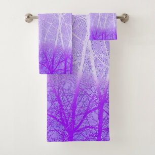 Frosty Misty Trees in Lilac Lavender Bath Towel Set