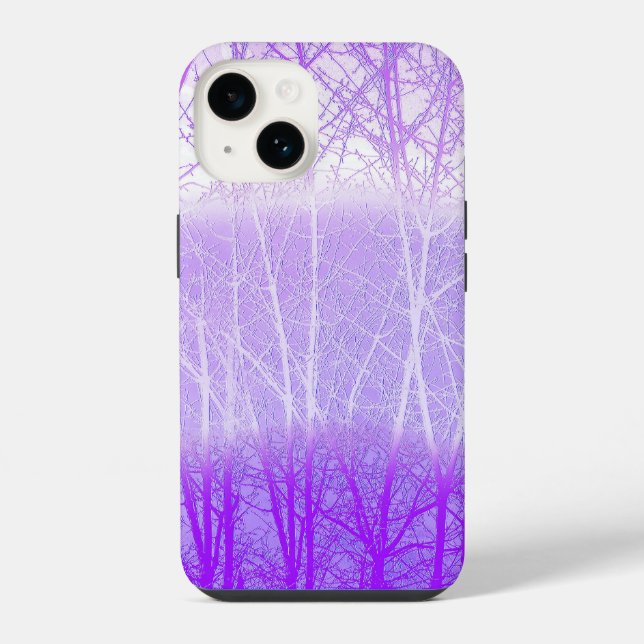 Frosty Misty Trees in Lilac Lavender iPhone Case (Back)