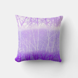 Frosty Misty Trees in Lilac Lavender Throw Pillow
