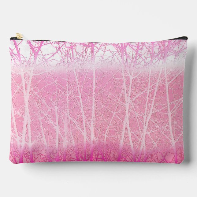 Frosty Misty Trees in Peach and Pink Accessory Pouch (Front)