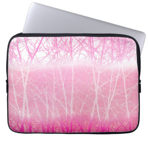 Frosty Misty Trees in Peach and Pink Laptop Sleeve