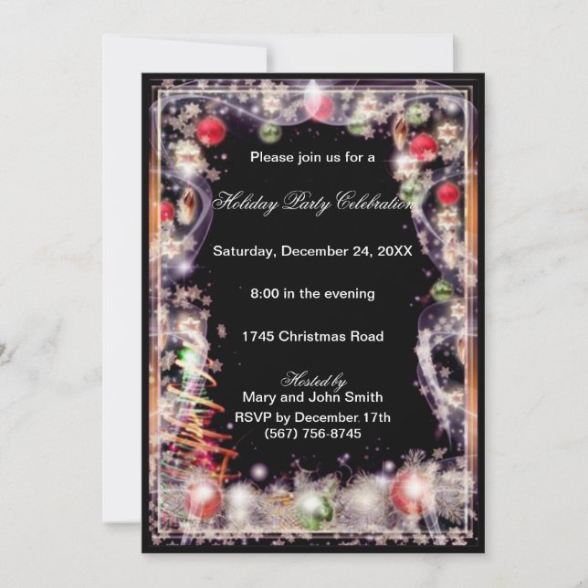 Frosty Ornament Baubles Christmas Party Invitation (Front)