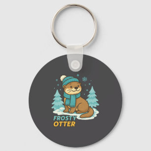 Frosty Otter Winter Charm Art Long Sleeve Keychain