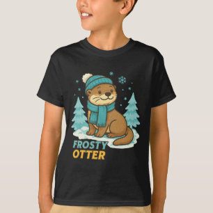 Frosty Otter Winter Charm Art Long Sleeve  T-Shirt