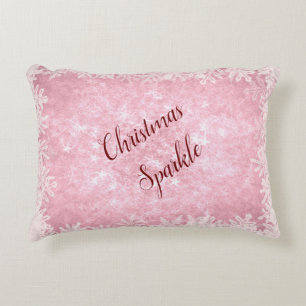 Frosty pink Christmas sparkle Accent Pillow