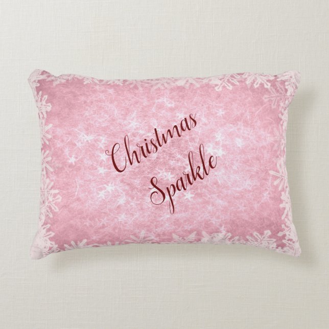 Frosty pink Christmas sparkle Accent Pillow (Front)