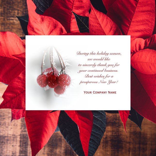 Frosty Red Berries Business Christmas Carte (Créateur téléchargé)