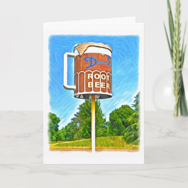 Frosty Root Beer Mug Greeting Card with Story (Front)