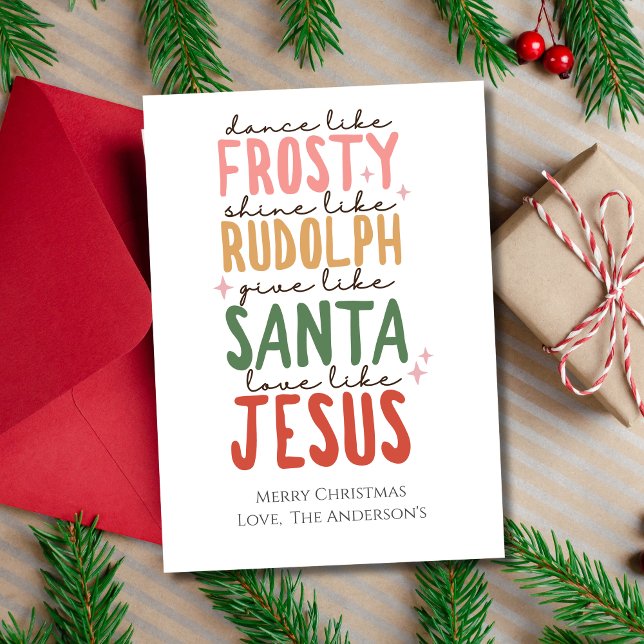 Frosty Rudolph Père Noël Jesus Carte de Noël (Frosty the Snowman, Rudolph, Santa and Jesus Christmas Card. Printed or Digital Instant Download)