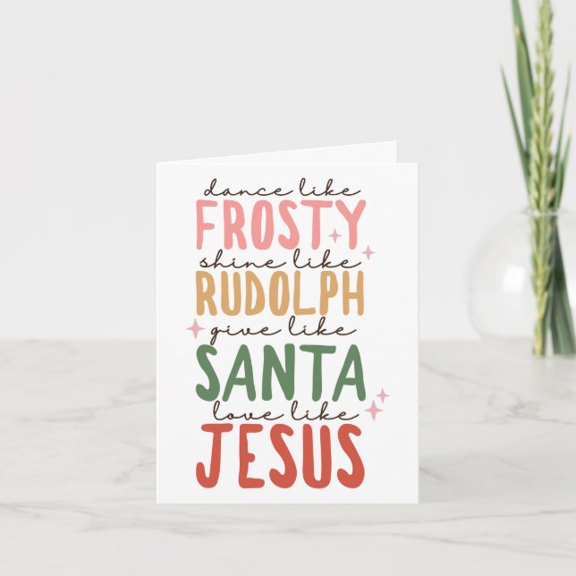 Frosty Rudolph Père Noël Jesus Carte de Noël (Devant)