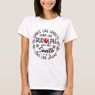 Frosty Rudolph Santa Love Like Jesus Religious Chr T-Shirt