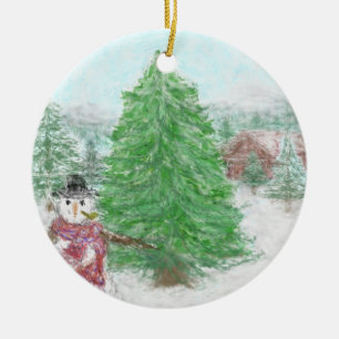 Frosty Scene Ceramic Ornament