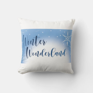 Frosty Serenity: Winter Wonderland Blue & White Throw Pillow