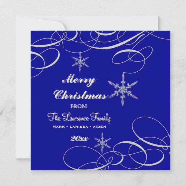 Frosty Snowflake Christmas Photo Greeting Cards (Front)