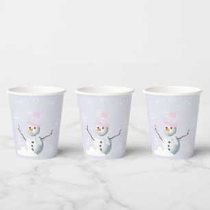 Frosty snowflakes snowman Birthday Party Paper Cups