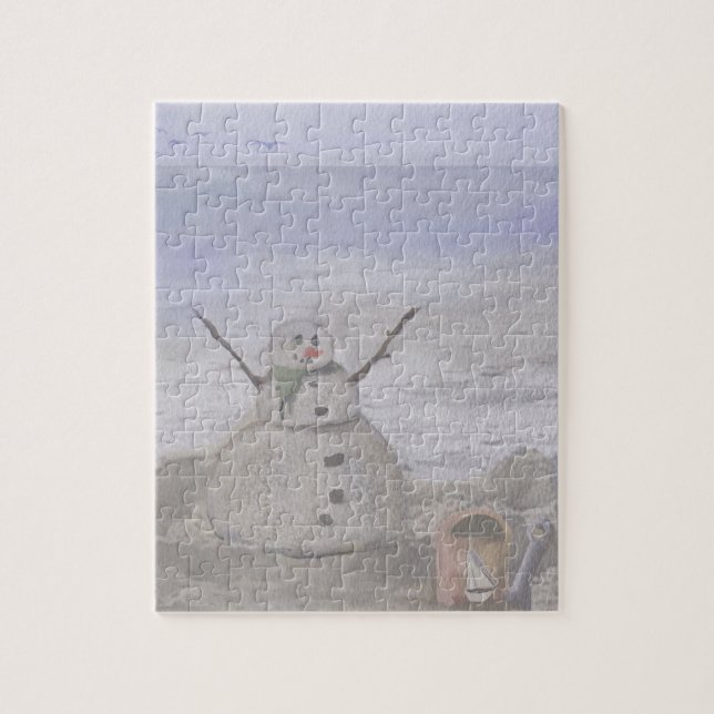 Frosty Snowman At The Beach Jigsaw Puzzle (Vertical)