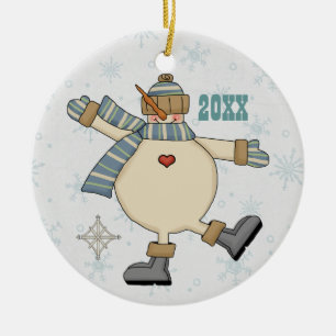 Frosty Snowman Plays in Snow Keepsake Ornament