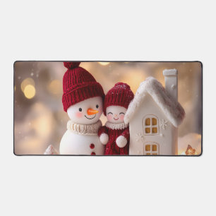 Frosty Snowman Siblings Winter Joy Desk Mat