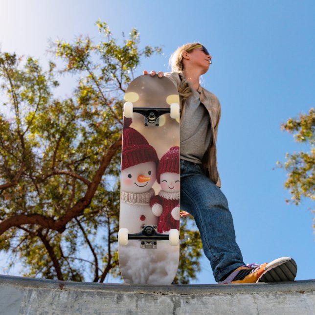 Frosty Snowman Siblings Winter Joy Skateboard (Outdoor 1)