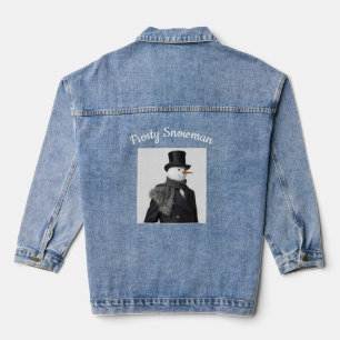 Frosty Snowman Simple Elegant Chirstmas Snowman Denim Jacket