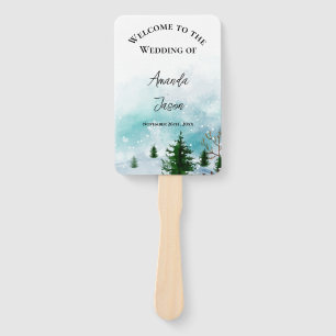 Frosty Snowy Snowflakes Winter Wedding Program  Hand Fan