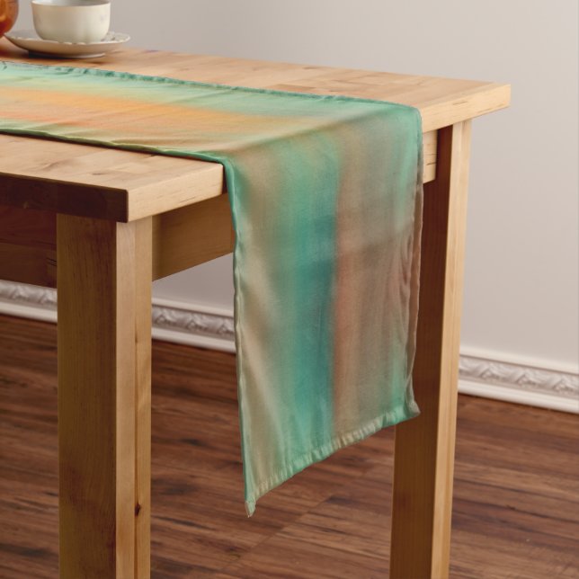 Frosty Southwestern Glass Abstract Pattern Short Table Runner (In Situ)