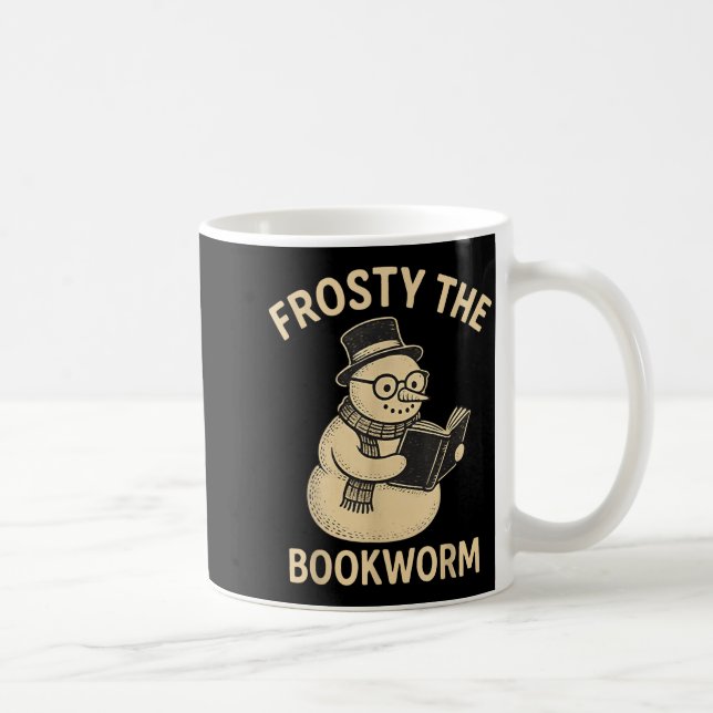 Frosty The Bookworm Snowman Reading  Coffee Mug (Right)