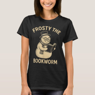 Frosty The Bookworm Snowman Reading  T-Shirt
