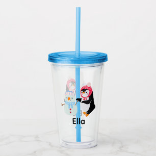 Frosty the Snowman and Penguin Acrylic Tumbler