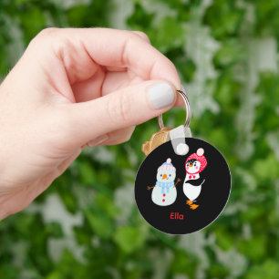 Frosty the Snowman and Penguin Keychain