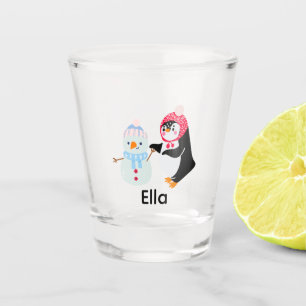 Frosty the Snowman and Penguin Shot Glass