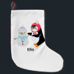 Frosty the Snowman and Penguin Small Christmas Stocking<br><div class="desc">Frosty the Snowman and Penguin are the coolest duo in the winter wonderland! Bringing a delightful blend of warmth, humour, and frosty adventures to the snowy world they call home. Whether they're building snow forts, ice skating, or embarking on heartwarming journeys, Frosty the Snowman and Penguin are a delightful duo...</div>