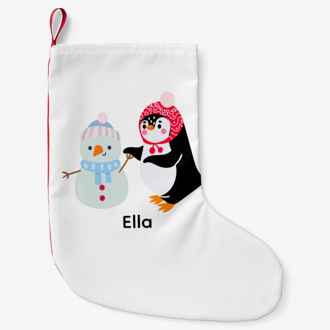 Frosty the Snowman and Penguin Small Christmas Stocking (Front)