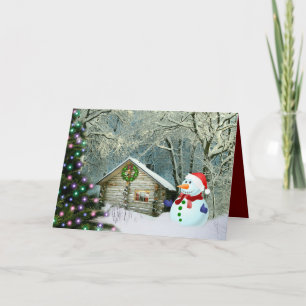 Frosty The Snowman At The Cabin Holiday Card