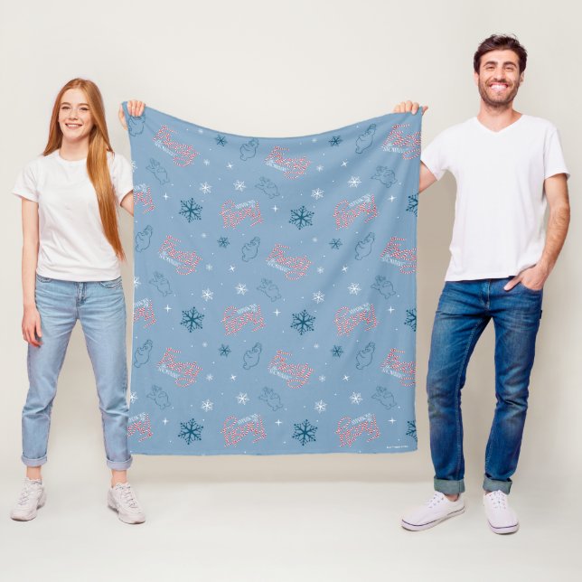 Frosty the Snowman Blue Snowflake Pattern Fleece Blanket (In Situ)