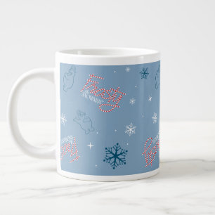 Frosty the Snowman Blue Snowflake Pattern Large Coffee Mug