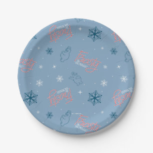 Frosty the Snowman Blue Snowflake Pattern Paper Plate