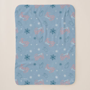 Frosty the Snowman Blue Snowflake Pattern Sherpa Blanket