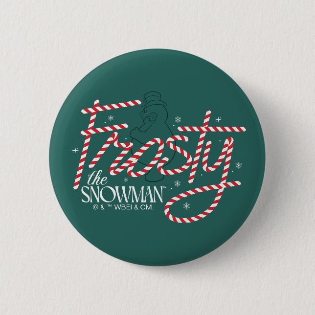 Frosty the Snowman Candy Cane Logo 2 Inch Round Button (Front)
