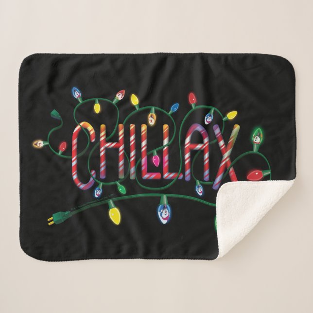 Frosty the Snowman™ | "Chillax" Holiday Lights Sherpa Blanket (Front (Horizontal))