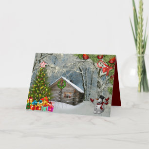 Frosty The Snowman Christmas Cottage Card