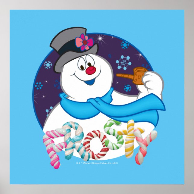 Frosty the Snowman™ | Colourful Candy Cane Name Poster (Front)
