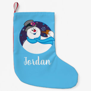 Frosty the Snowman™ Colourful Candy Cane Name Small Christmas Stocking