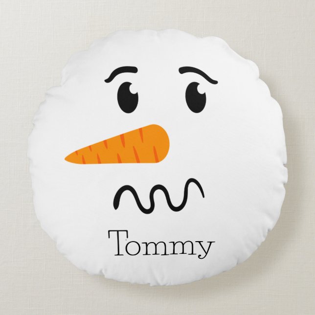 Frosty the Snowman Confuse Face Round Pillow (Front)