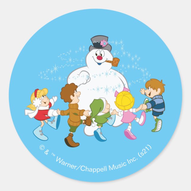 Frosty the Snowman™ | Frosty & Children Playing Classic Round Sticker (Front)