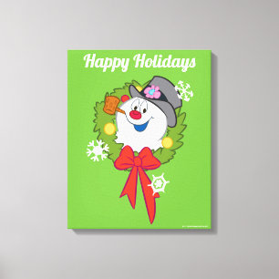 Frosty the Snowman™   Frosty Holiday Wreath Canvas Print