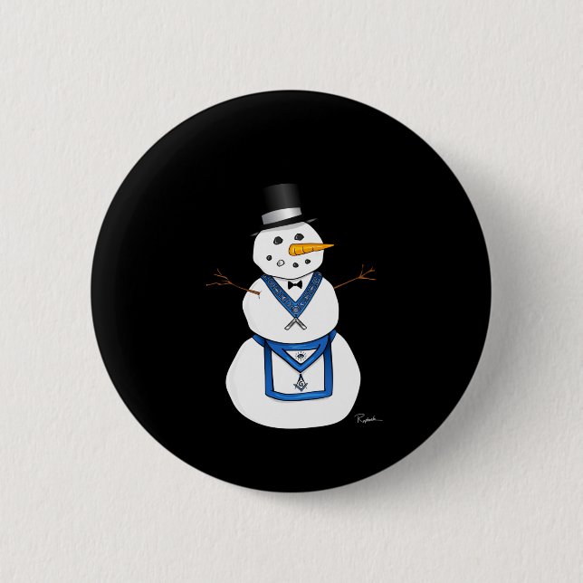 Frosty The Snowman Funny Masonic Holiday Christmas 2 Inch Round Button (Front)