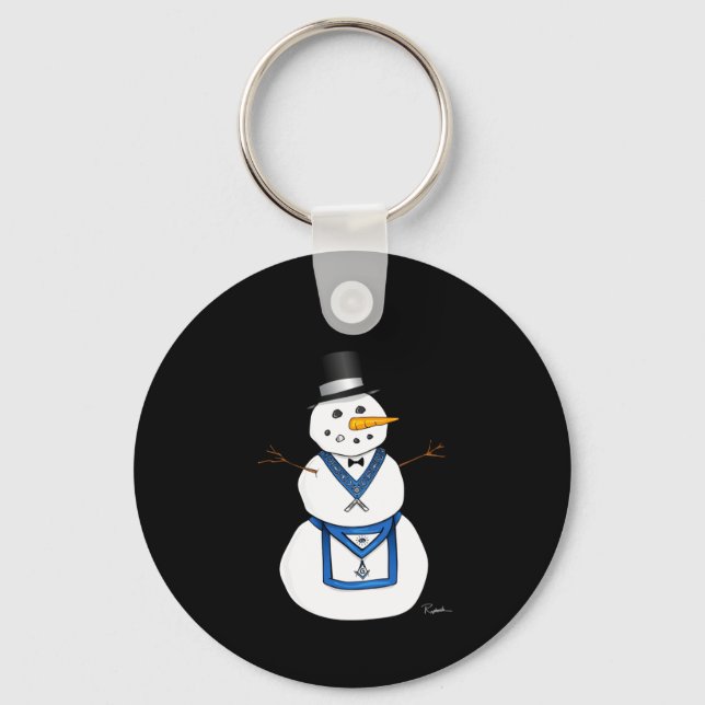 Frosty The Snowman Funny Masonic Holiday Christmas Keychain (Front)