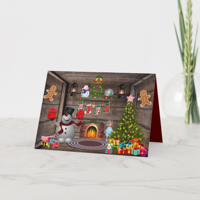 Frosty The Snowman Gingerbread Man Christmas Tree  Card (Front)